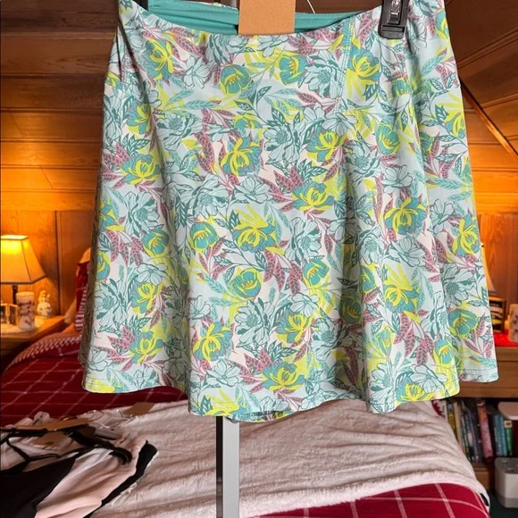 Floral Athletic Skort Tropical Print Built-In Shorts Tennis Golf Activewear - Picture 2 of 2